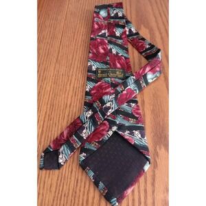Henri Christian Neck Tie 100% Silk Men's‎ Floral Necktie Made In Great Britain